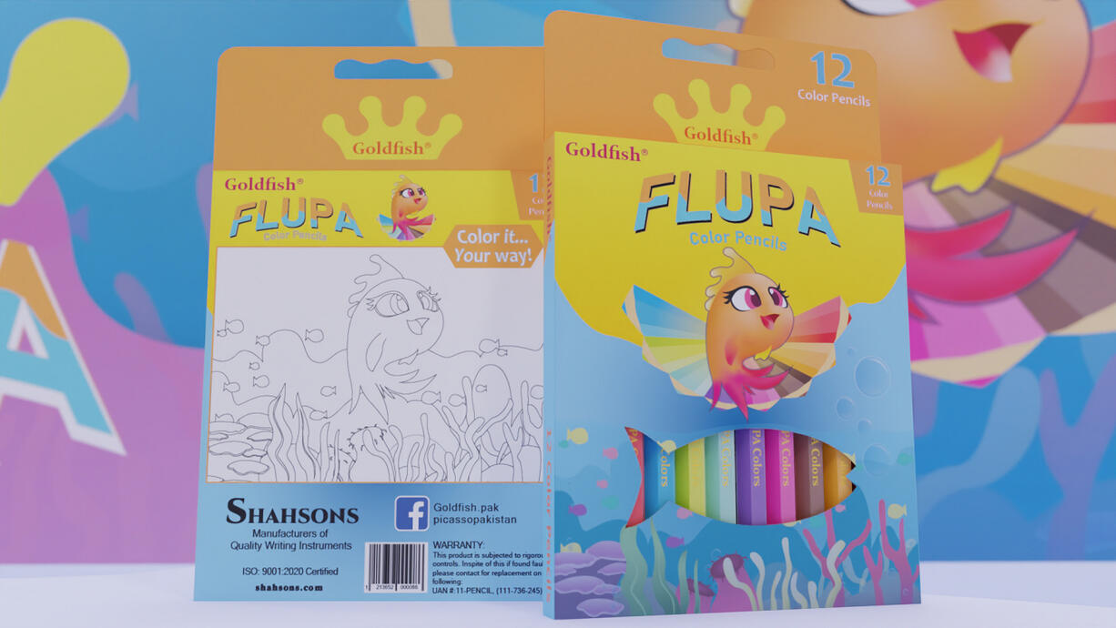 Flupa Color Pencils Packaging, Logo, & Mascot Design - Digital Drawing & Illustration Course